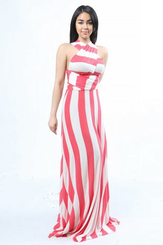 Wrap Around Dress (Striped Coral)