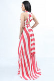 Wrap Around Dress (Striped Coral)