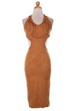 Suede Fringe Halter Dress