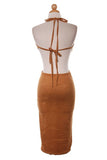 Suede Fringe Halter Dress