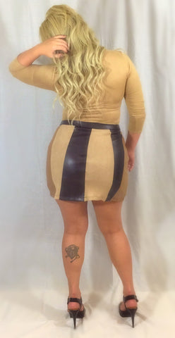 Suede & Leather Mini Skirt