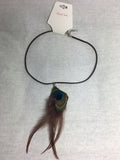 Faux Suede Feather Necklace