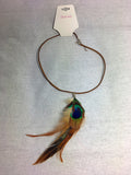 Faux Suede Feather Necklace