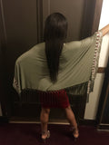 Aztec Embroider Olive Poncho