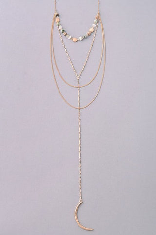 Crescent Moon and Stone Necklace