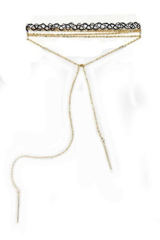 Multi-Layer Necklace with Elastic Choker