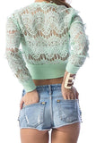 Lace Crop Jacket in Mint