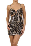 Cut-out Shiny Spaghetti Strap Mini Dress