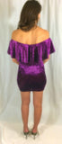 OFF SHOULDER EGGPLANT VELVET DRESS