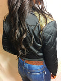 Gold Sequin Quilted Bomber Jacket
