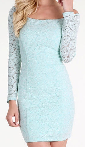 Lace & Sequin Mint Dress
