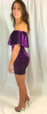 OFF SHOULDER EGGPLANT VELVET DRESS